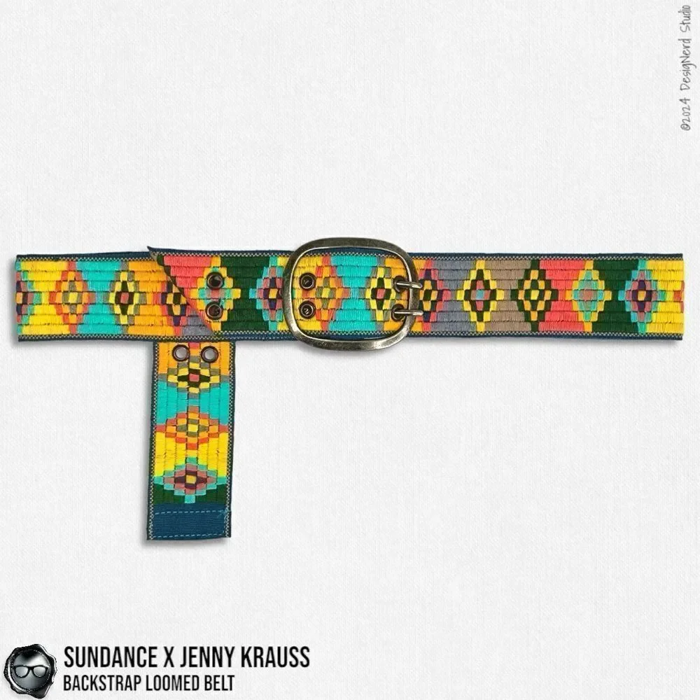 SUNDANCE X JENNY KRAUSS HAND WOVEN LOOMED COTTON BELT VINTAGE 2015 NEON PALLET